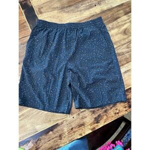 NWT Outdoor Voice Men's Navy Confetti Half Court Athletic Shorts Size Large